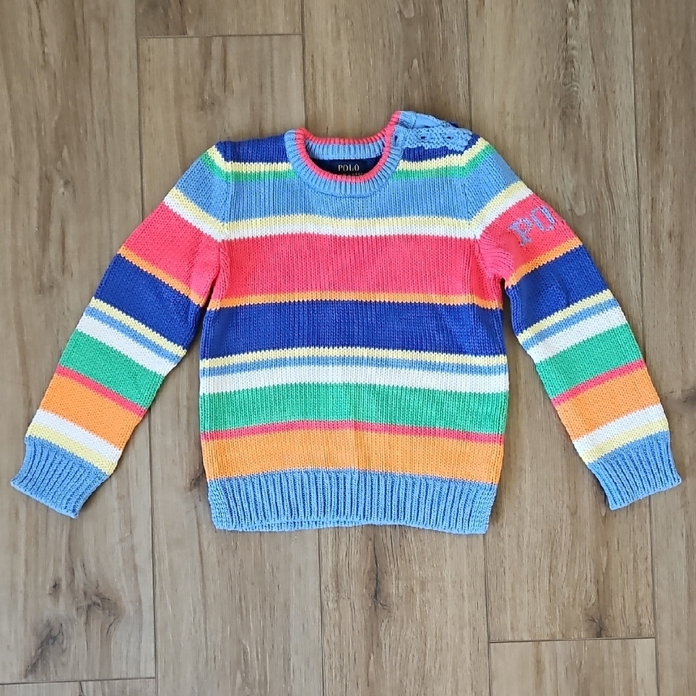 Polo Striped Multicolor Girls Sweater Size 6.
